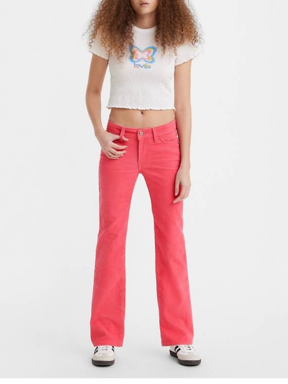 Levi’s Super Low Rise Corduroy Pink Bootcut Jeans Sz 28 NWT